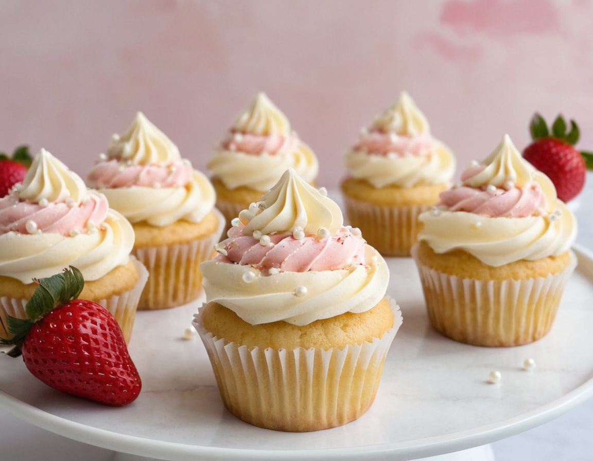 White Chocolate Strawberry Cupcakes